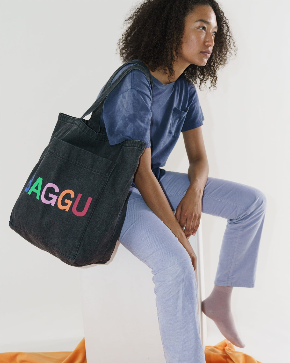Giant Pocket Tote - Washed Logo Black
