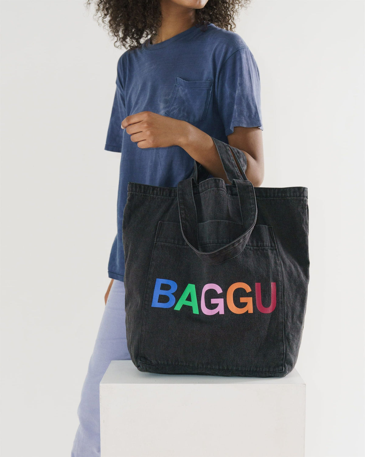 Giant Pocket Tote - Washed Logo Black