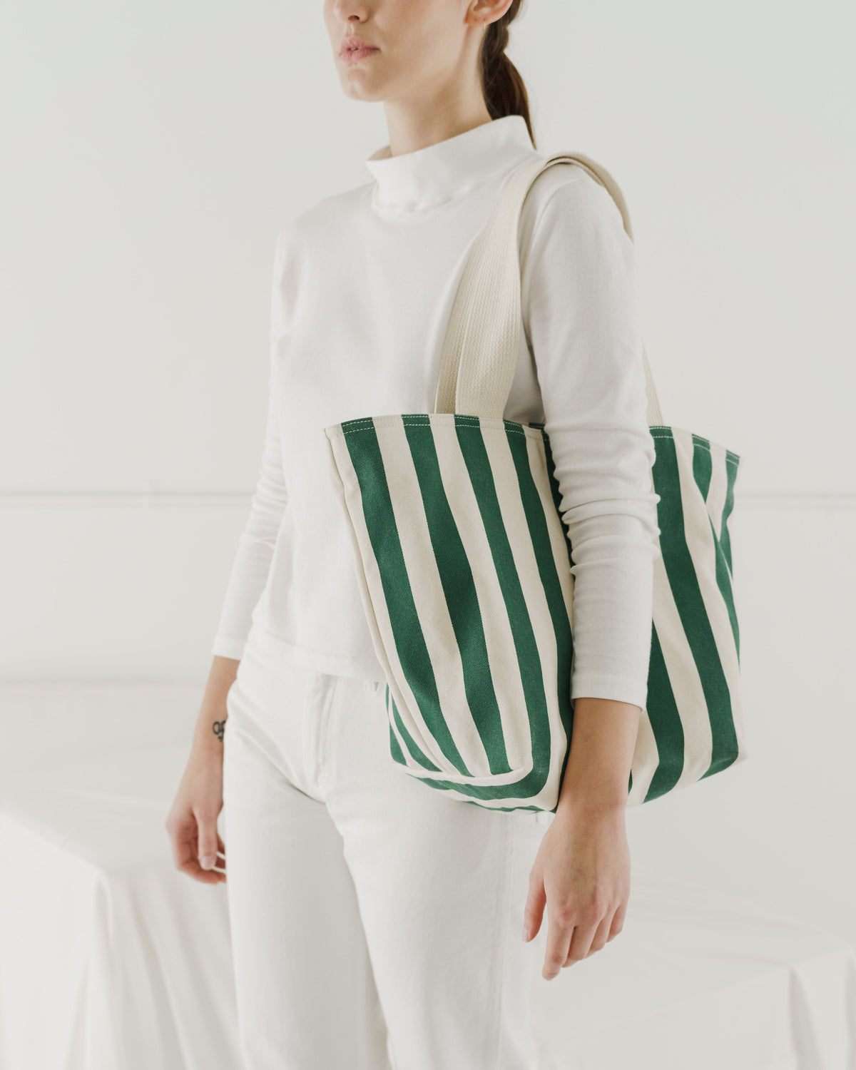 Canvas Zip Tote - Palm Stripe