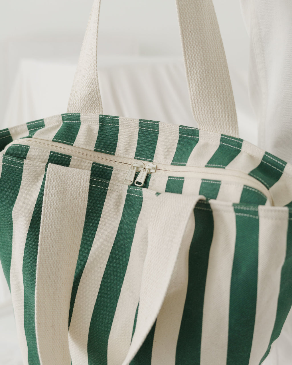Canvas Zip Tote - Palm Stripe