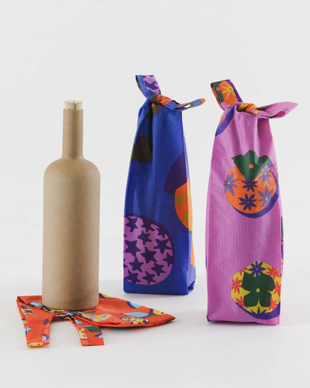 Wine Baggu Set of 3 - Collaged Fruit