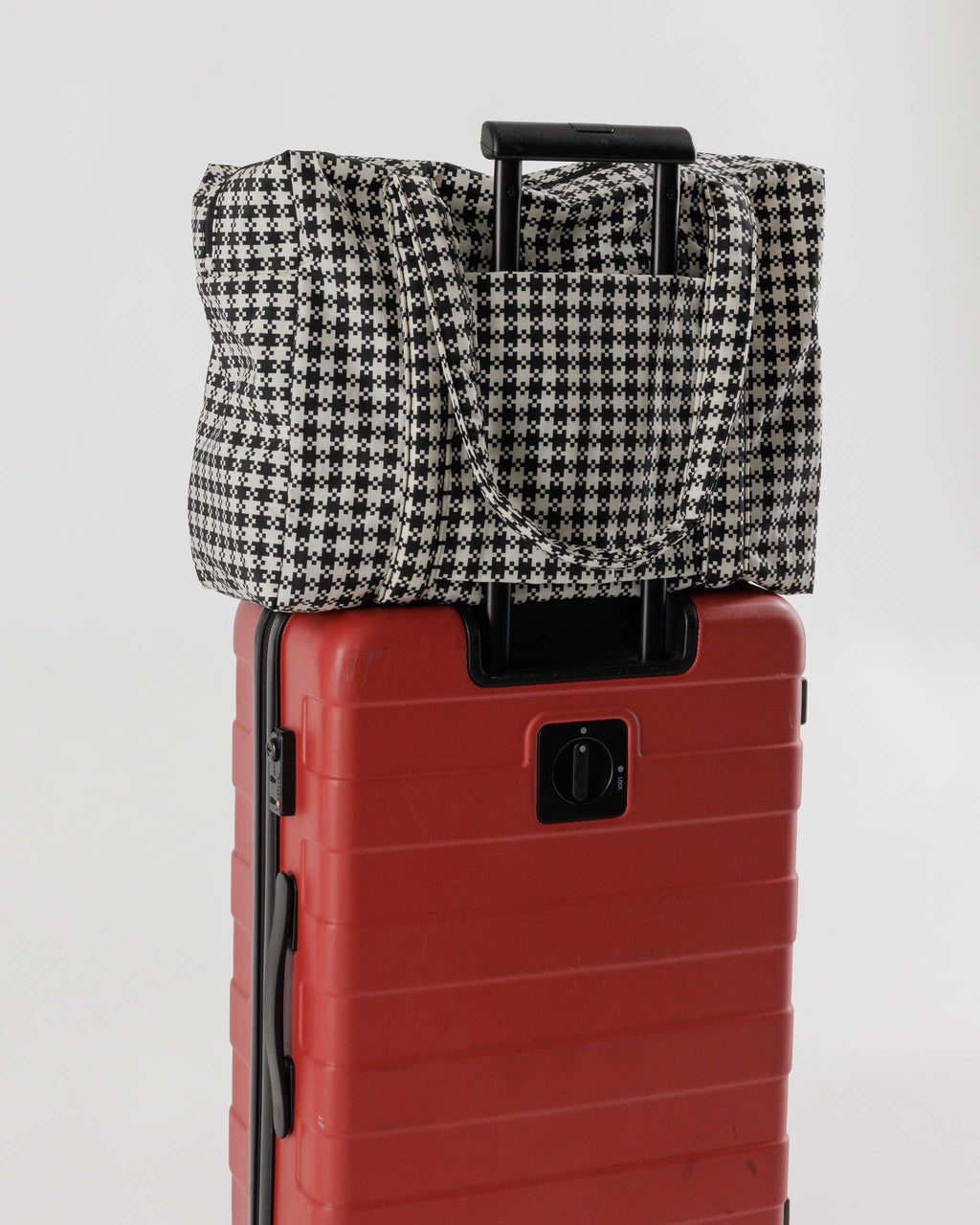 Cloud Carry-on - Black & White Pixel Gingham