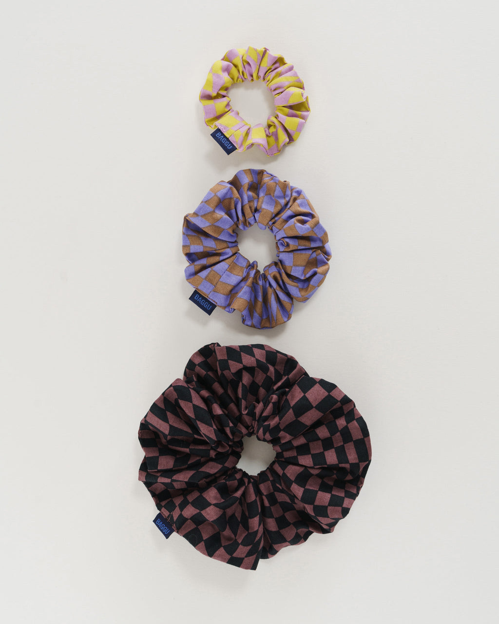 Scrunchie Set of 3 - Trippy Checkers