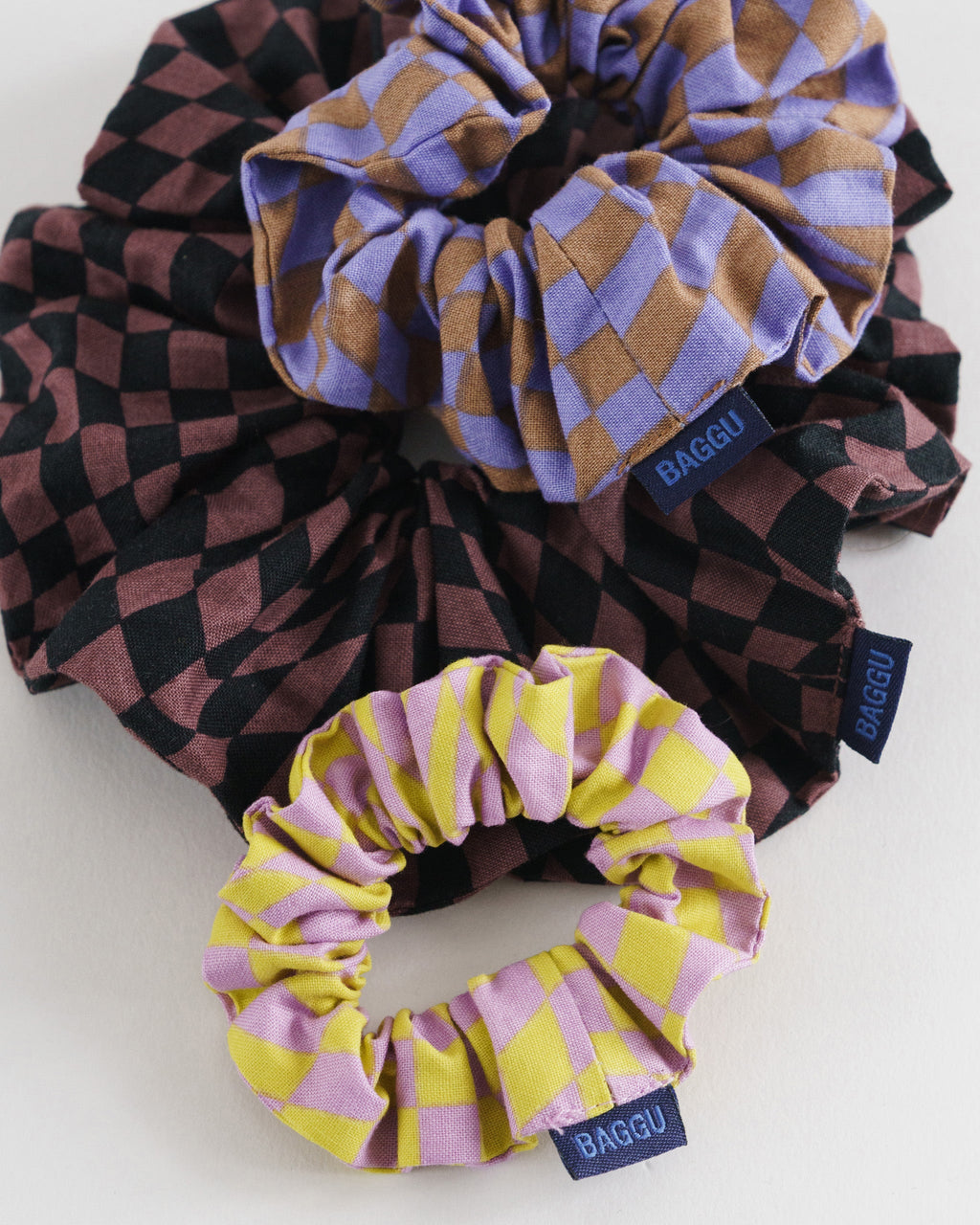 Scrunchie Set of 3 - Trippy Checkers