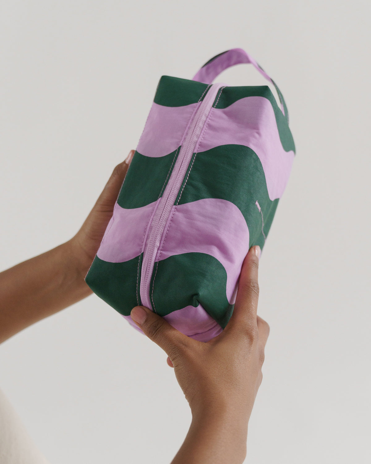 Dopp Kit - Pink and Green Wavy Stripe