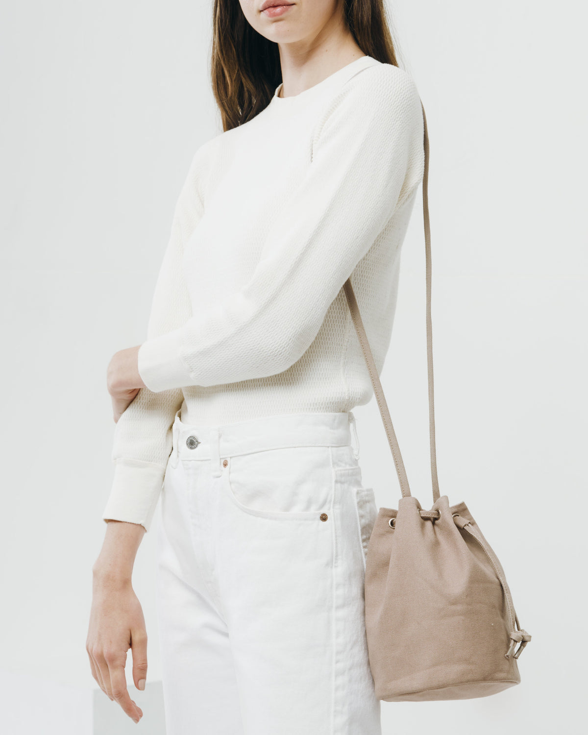 Canvas Drawstring Purse - Mushroom