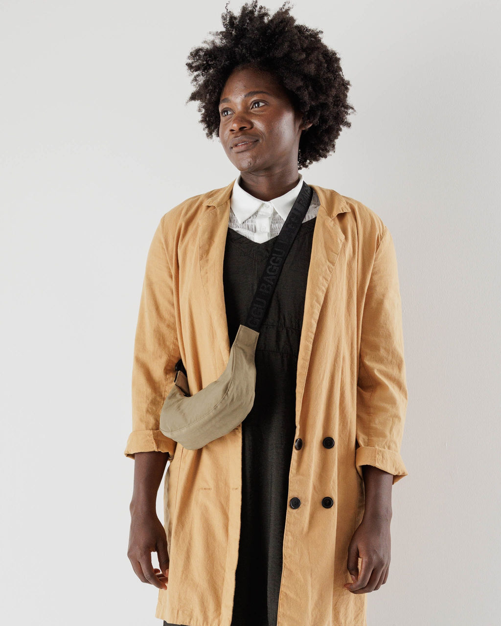 Mini Nylon Crescent Bag - Dark Khaki