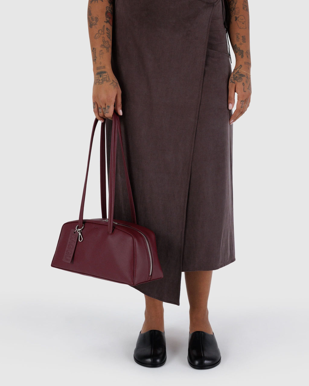 Recycled Leather Bowler Bag - Mahogany