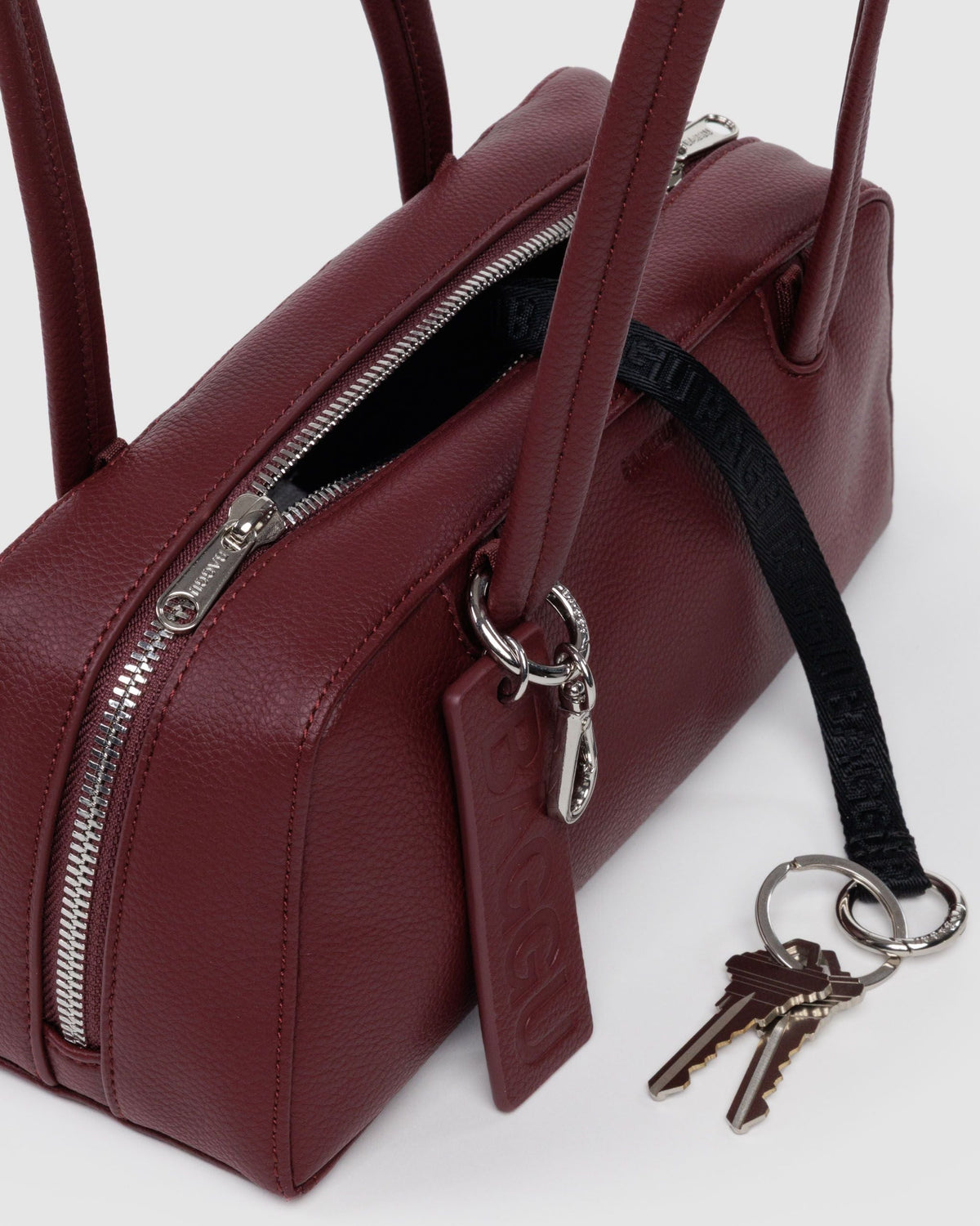 Recycled Leather Bowler Bag - Mahogany