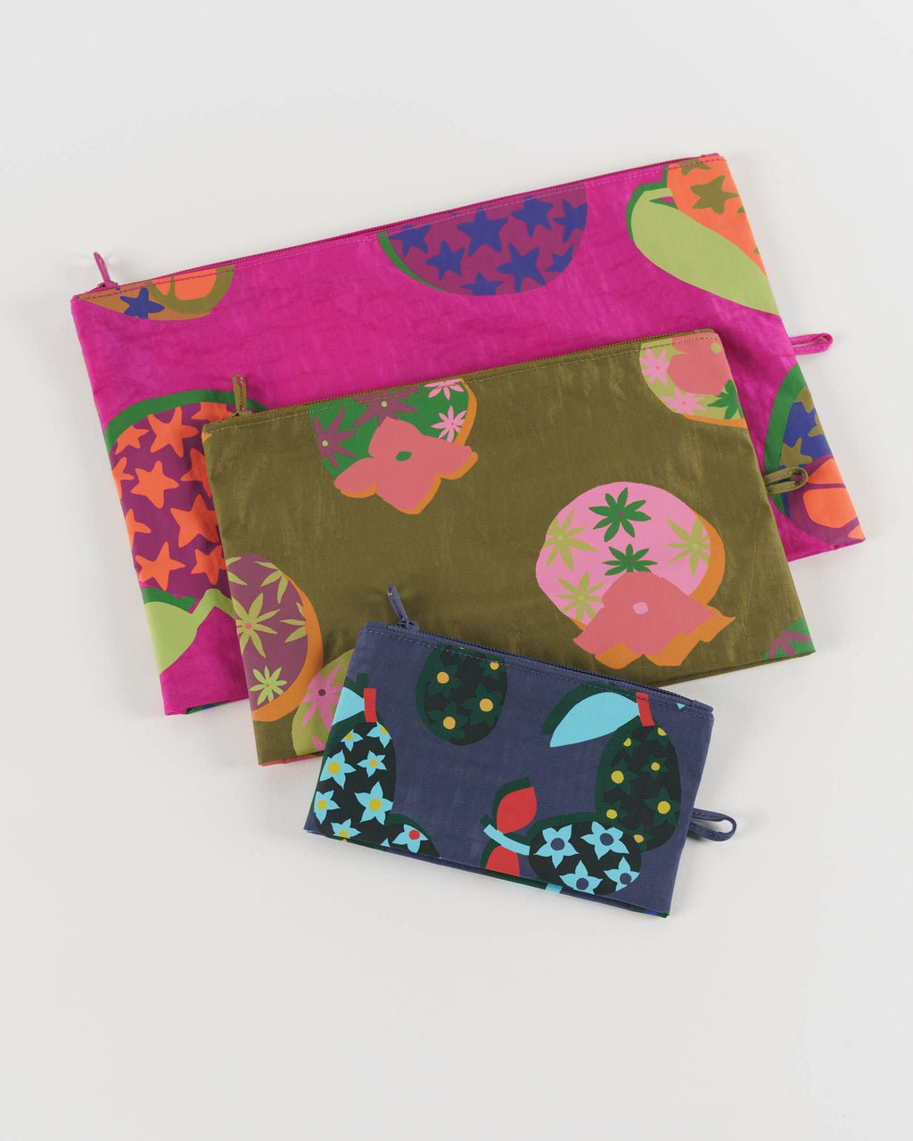 Flat Pouch Set - Collaged Fruit