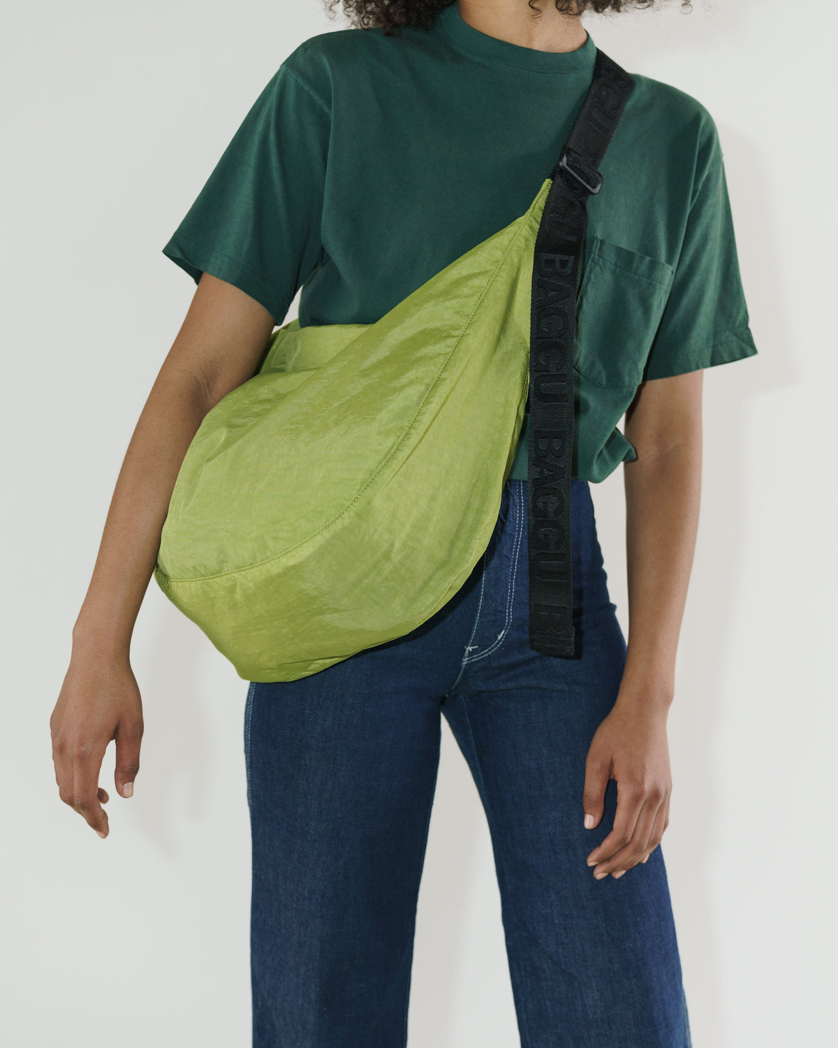 Large Nylon Crescent Bag - Green Apple