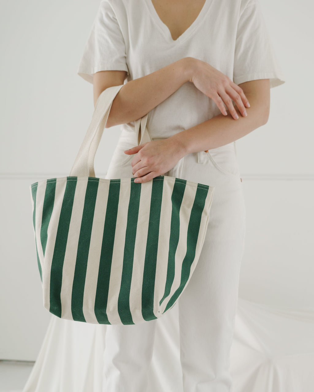 Canvas Zip Tote - Palm Stripe
