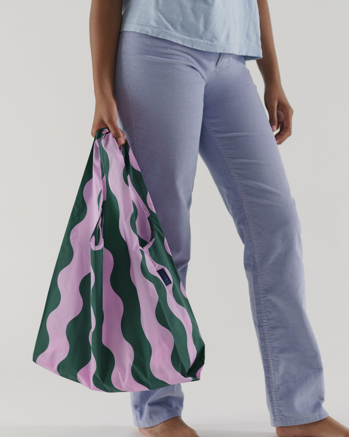 Standard Baggu - Pink and Green Wavy Stripe