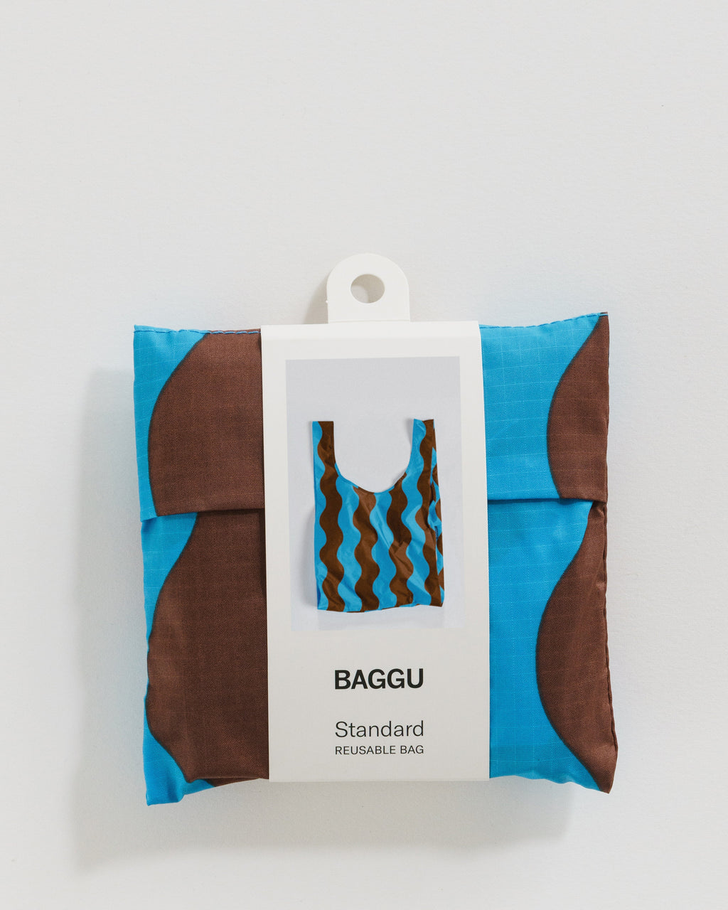 Standard Baggu - Teal & Brown Wavy Stripe
