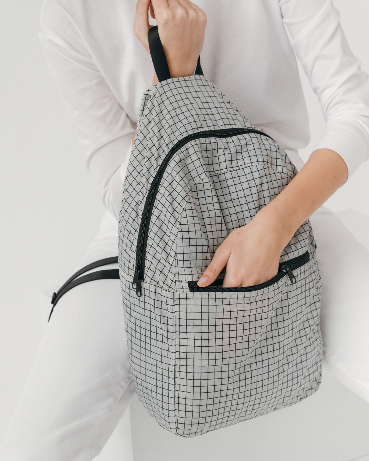 Ripstop Backpack - Grey Grid -D