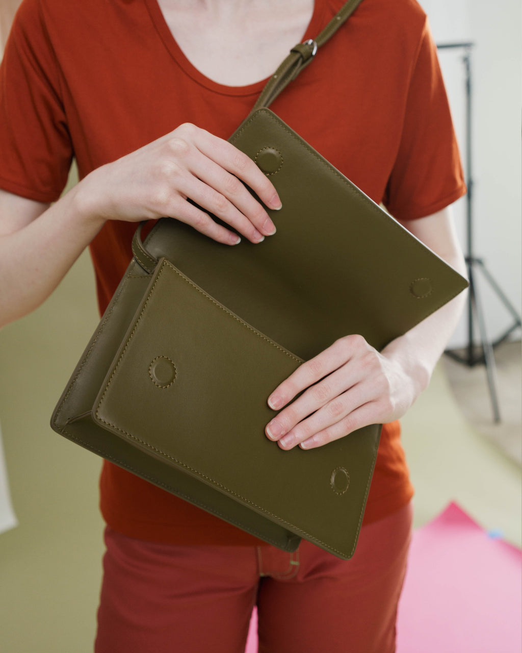 Large Structured Crossbody - Kelp