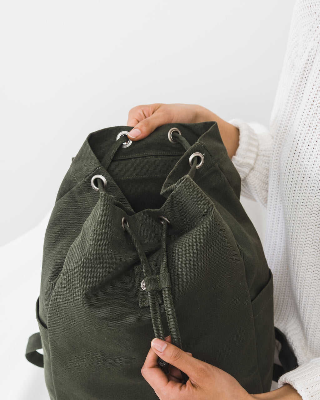 Drawstring Backpack - Dark Olive