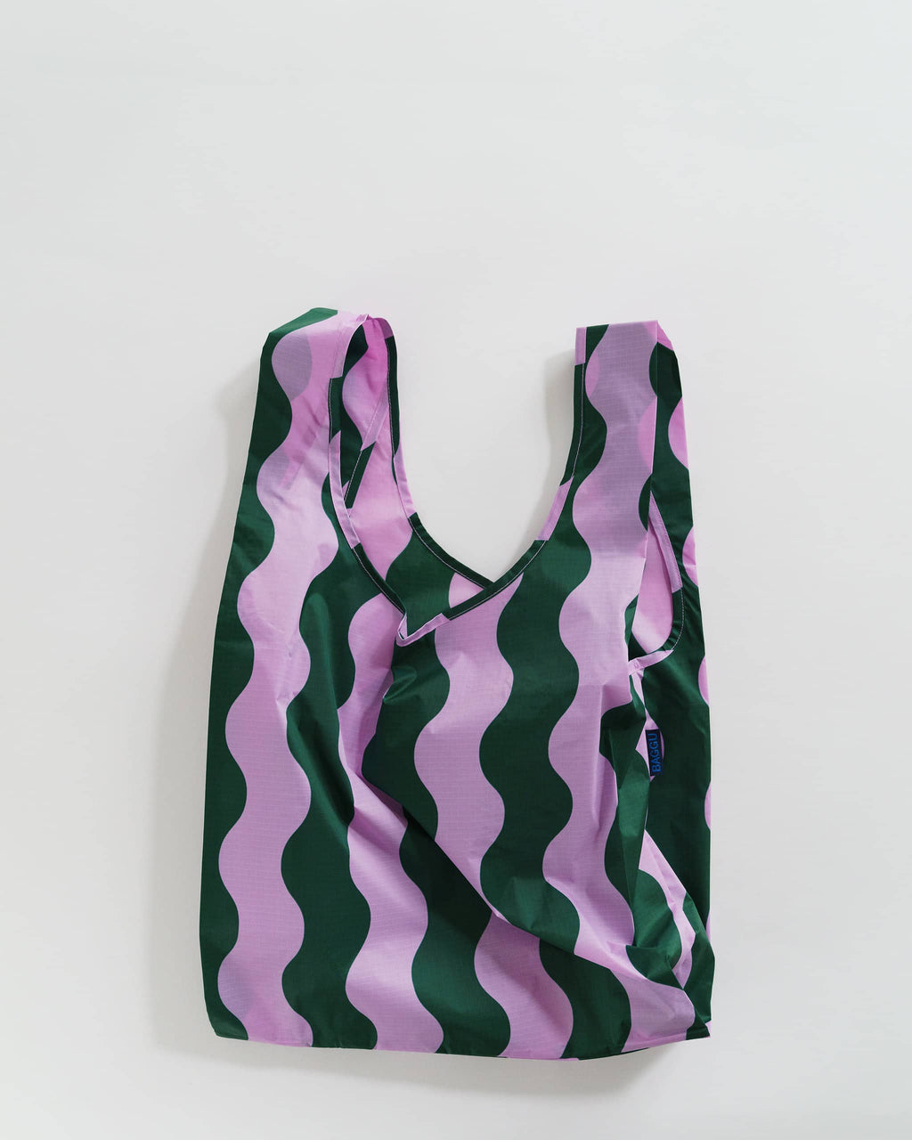 Standard Baggu - Pink and Green Wavy Stripe