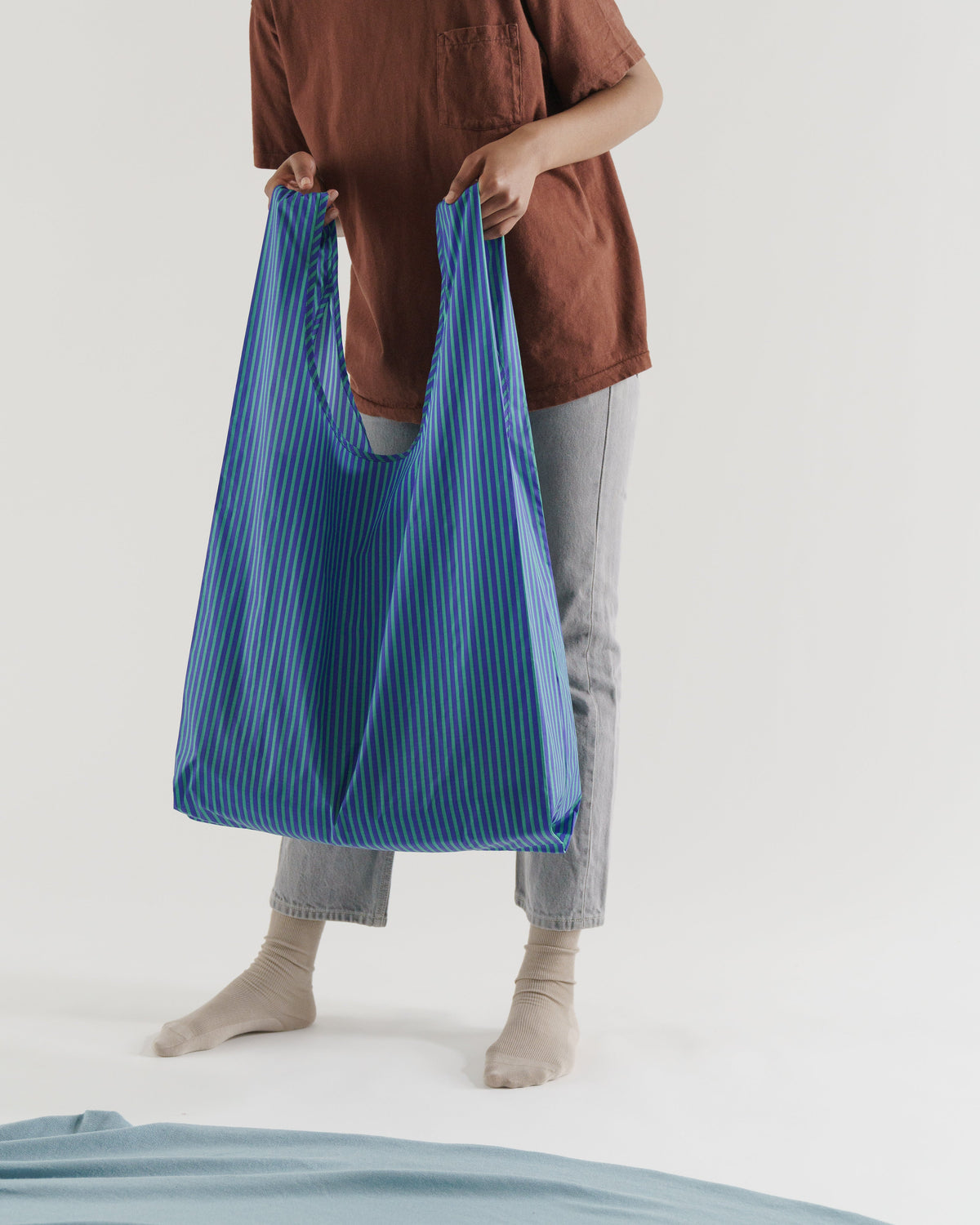 Big Baggu - Cobalt and Jade Stripe