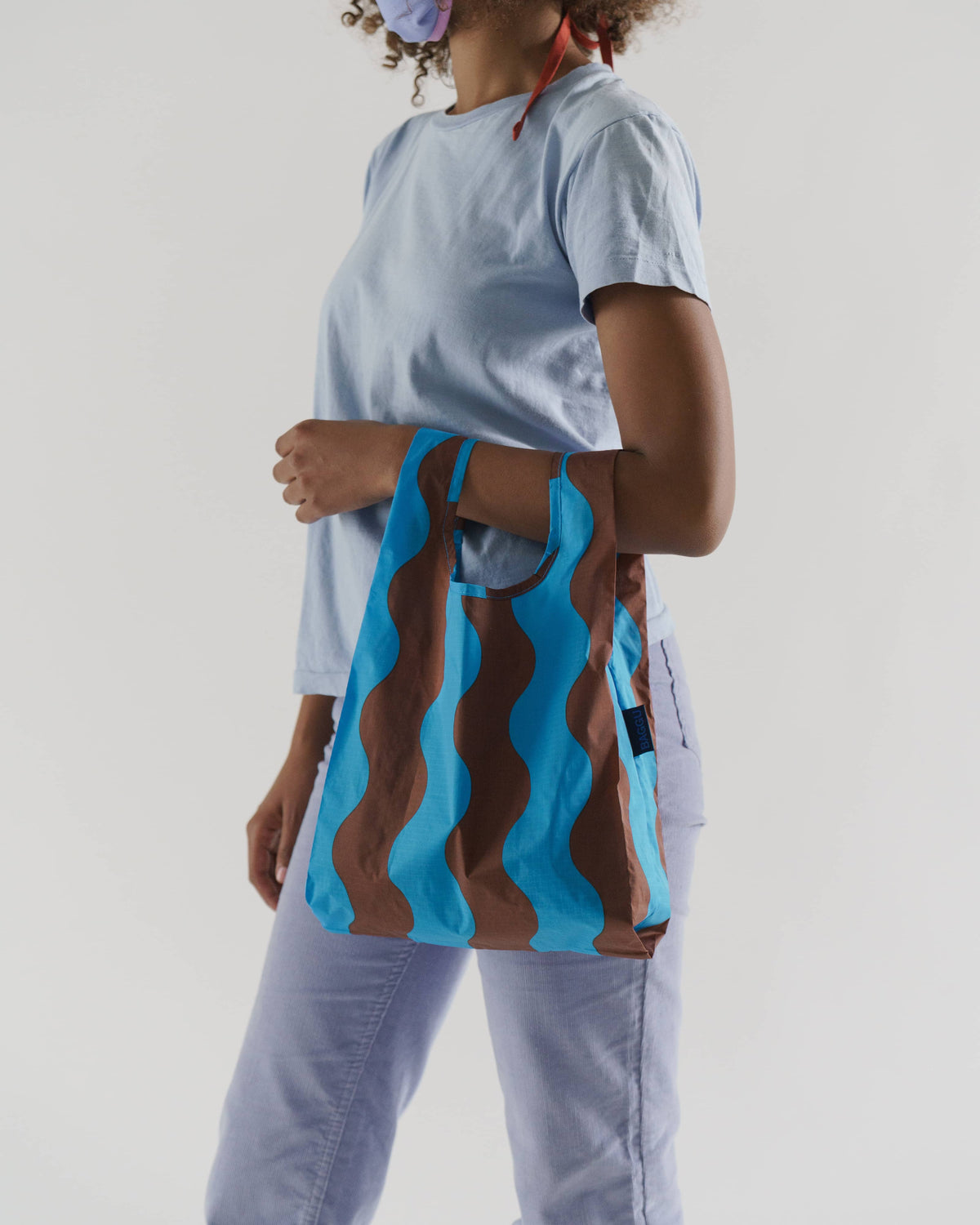 Baby Baggu - Teal and Brown Wavy Stripe