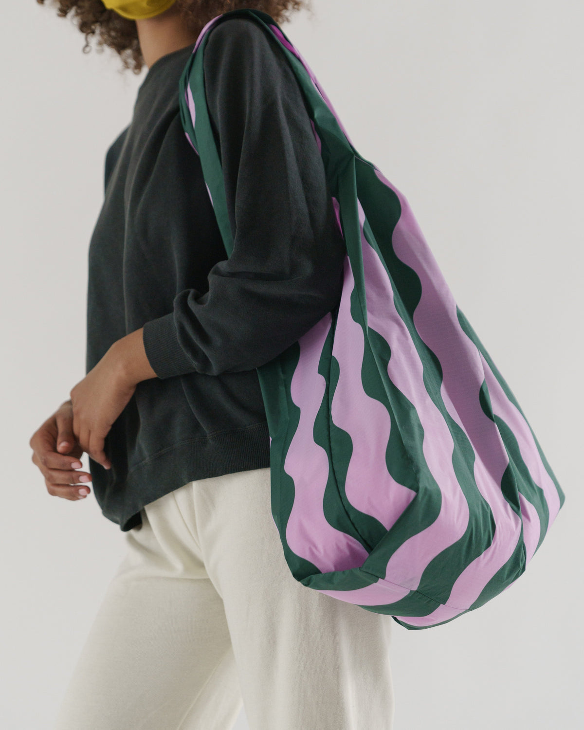 Big Baggu - Pink and Green Wavy Stripe
