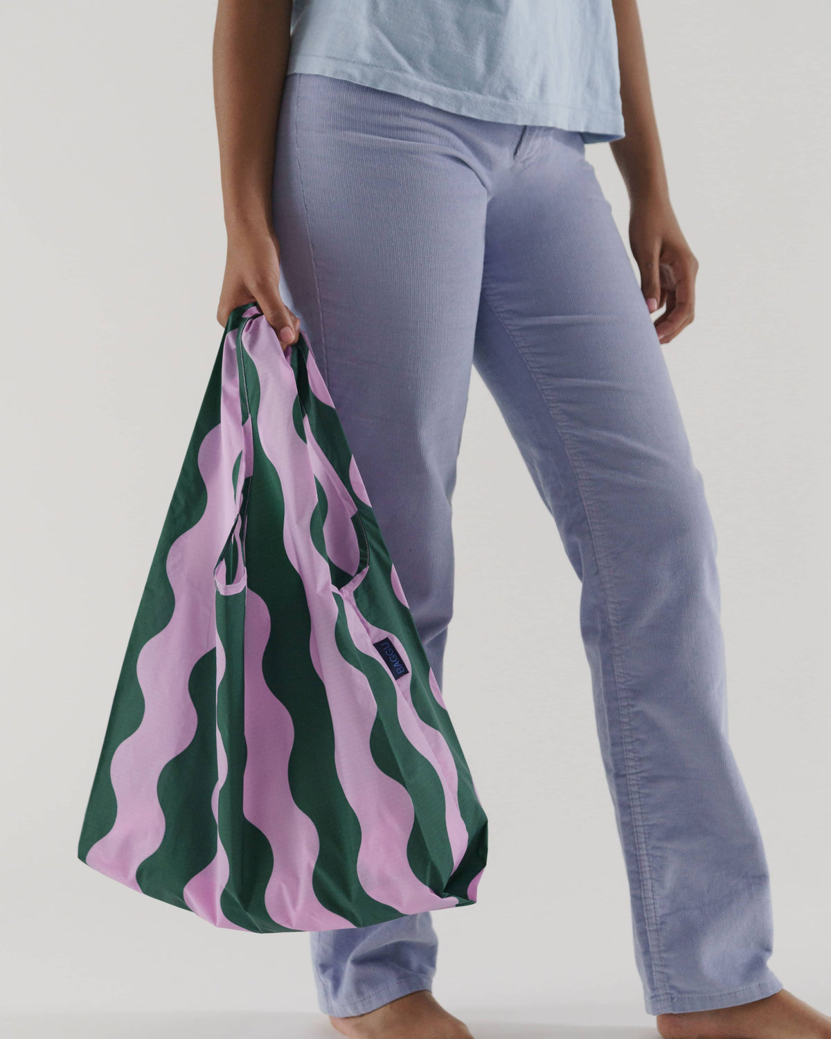 Standard Baggu - Pink and Green Wavy Stripe
