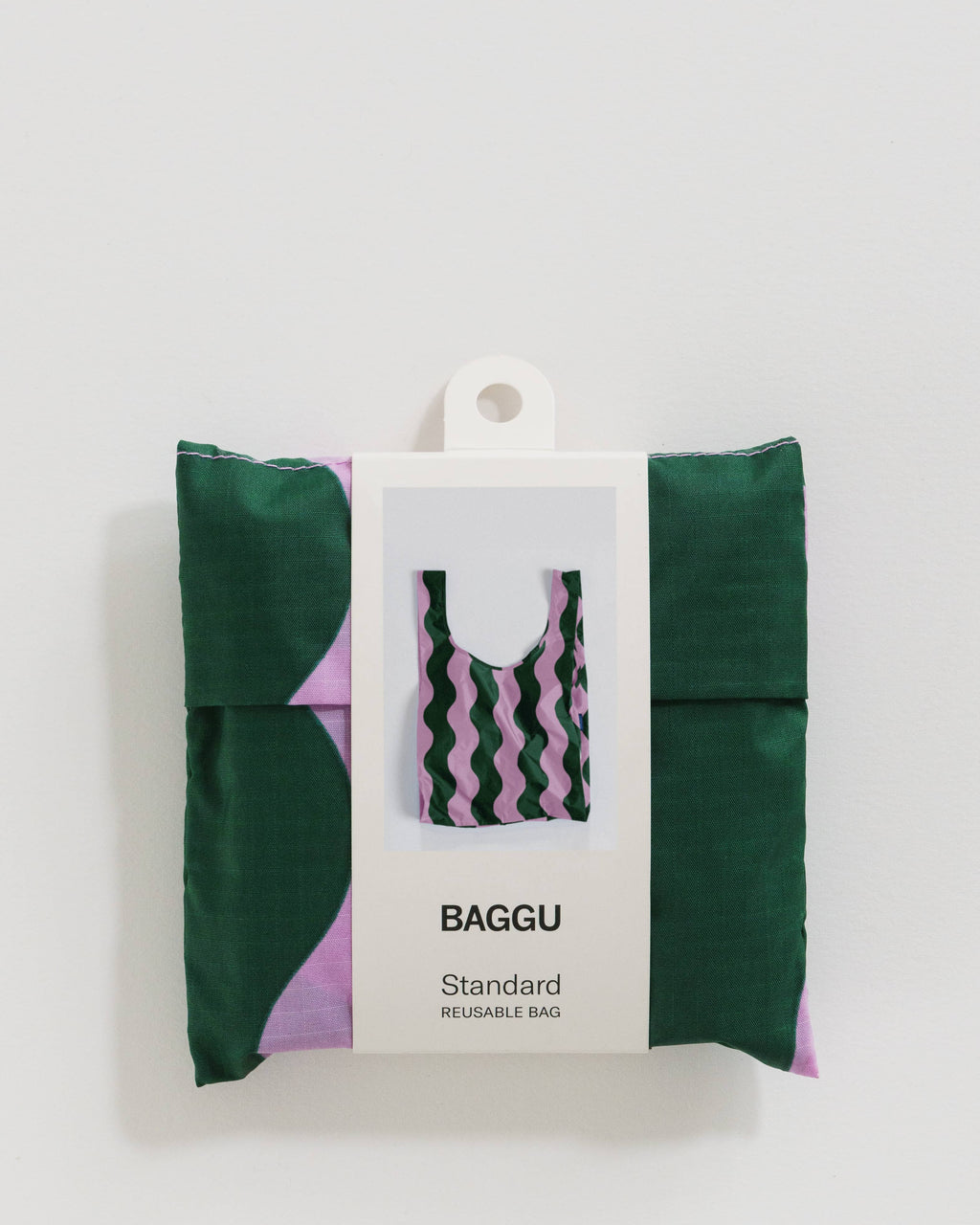 Standard Baggu - Pink and Green Wavy Stripe