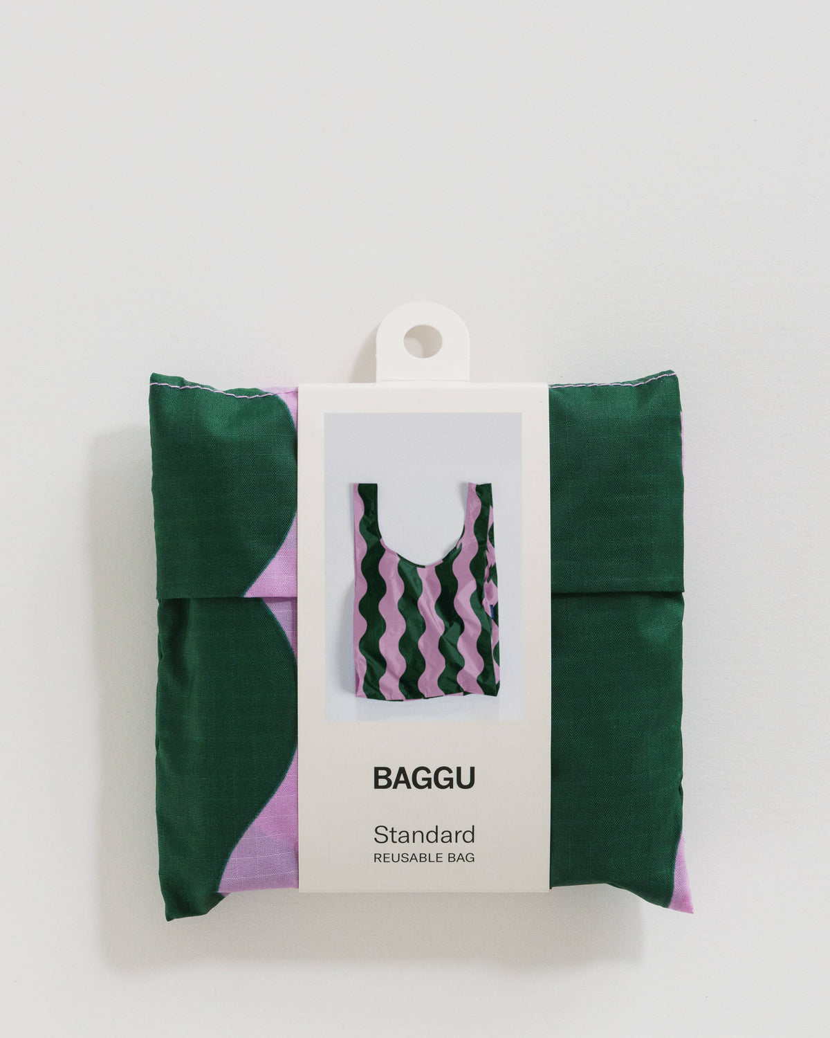 Standard Baggu - Pink and Green Wavy Stripe