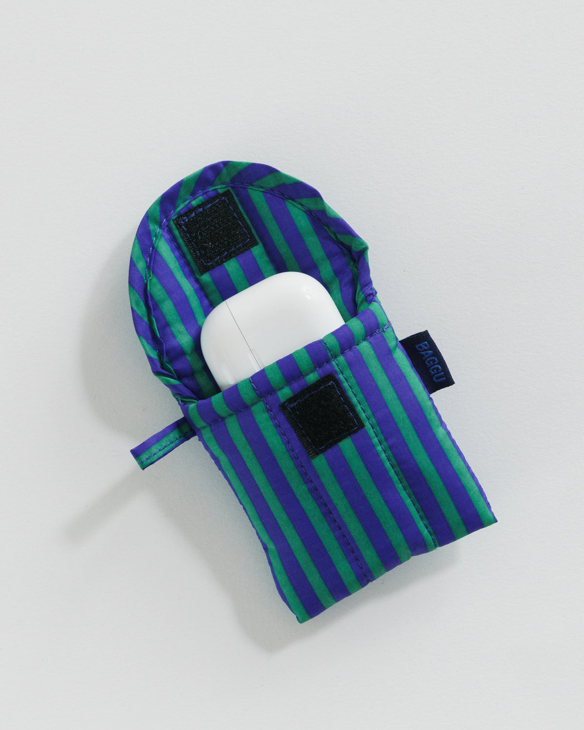 Puffy Earbuds Case - Stripe Cobalt-and-jade