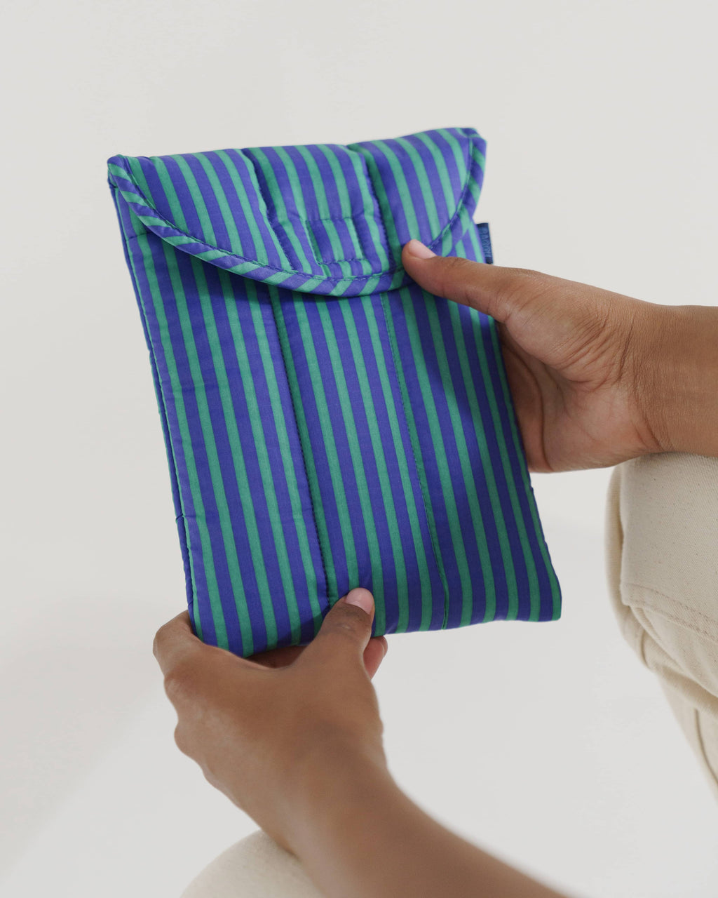Puffy Tablet Sleeve 8" - Cobalt and Jade Stripe