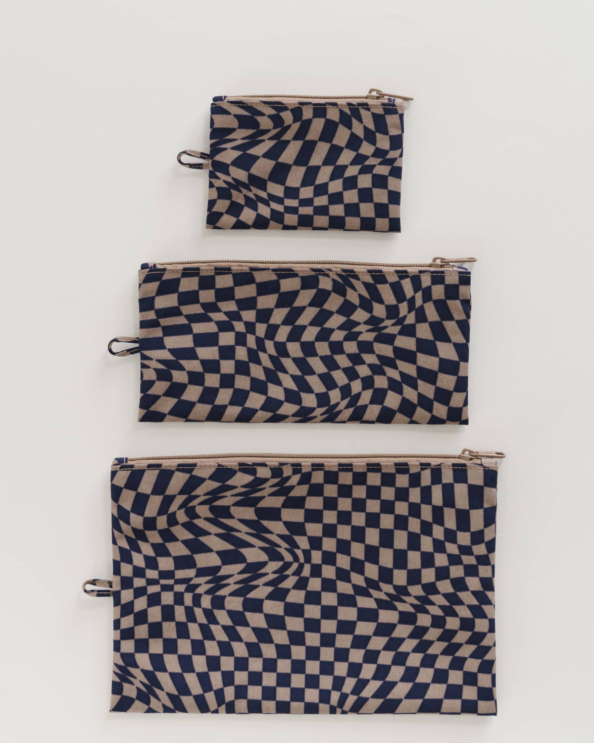Flat Pouch Set - Indigo Trippy Checker