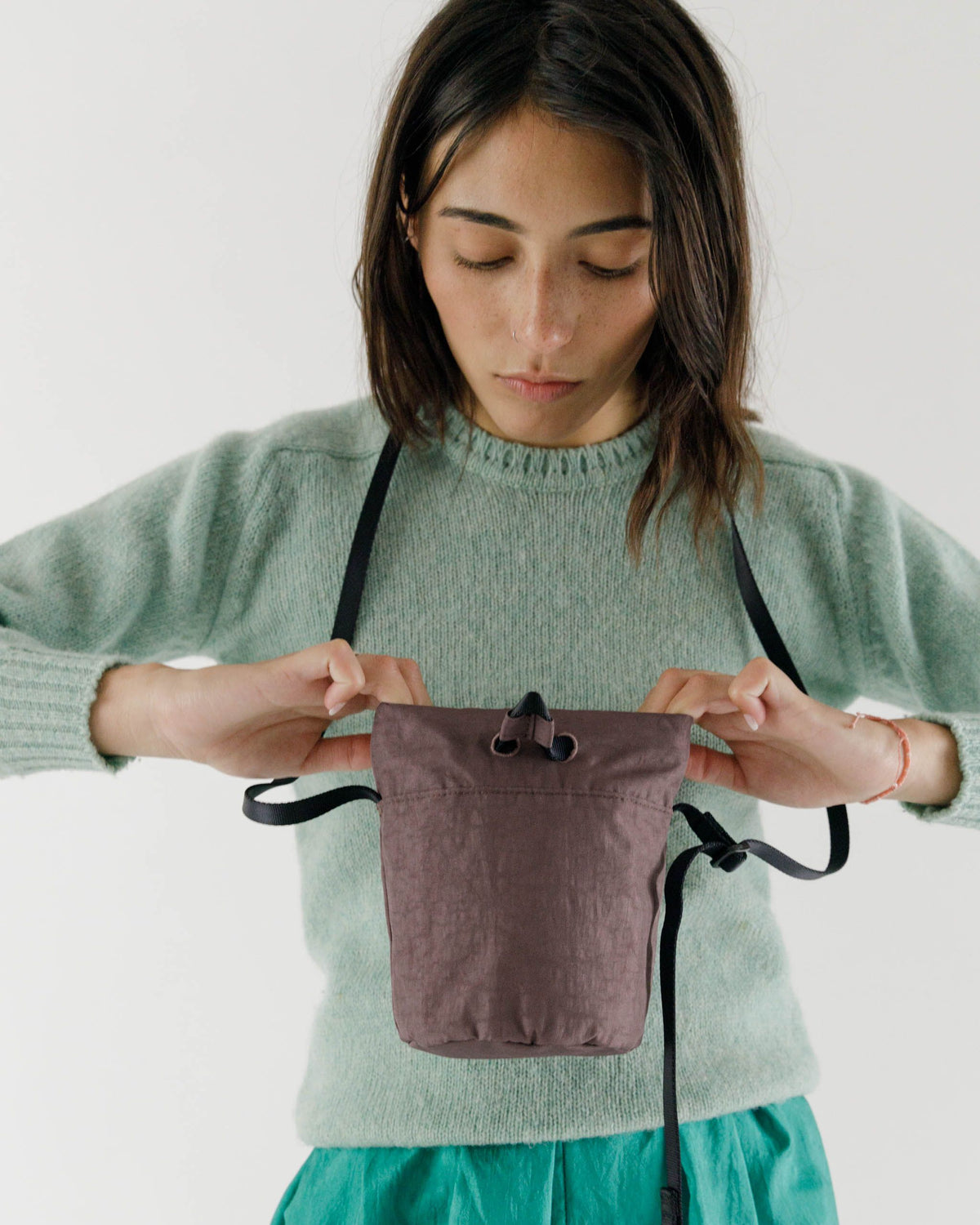 Mini Nylon Bucket Bag - Peppercorn