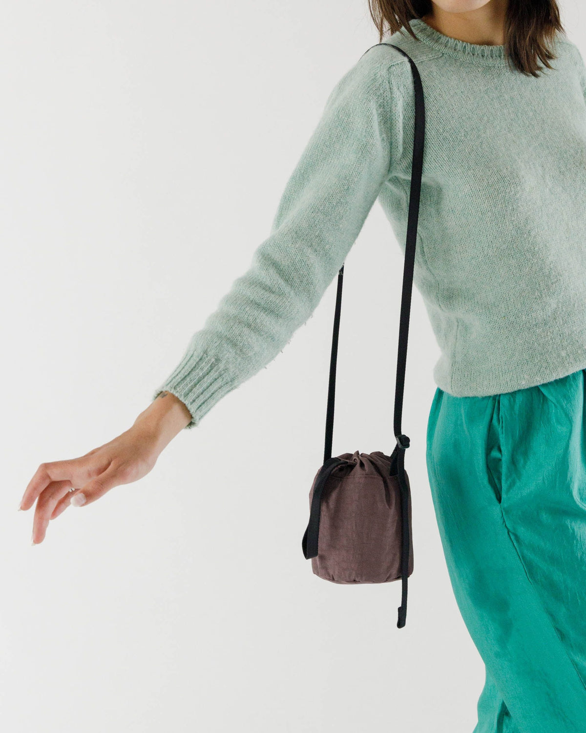Mini Nylon Bucket Bag - Peppercorn