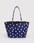 Large Nylon Reversible Tote - Navy Polka Dot Mix