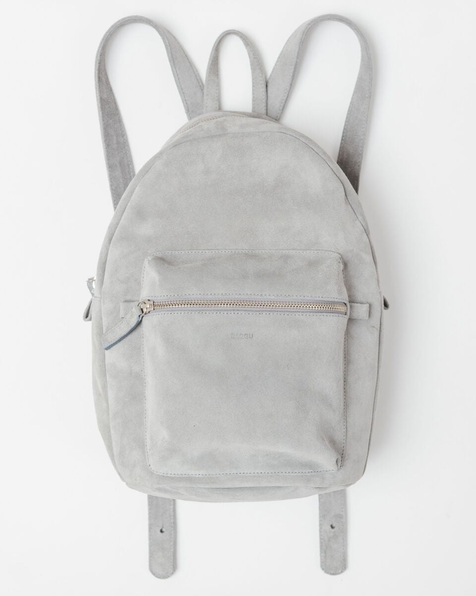 Leather Backpack - Grey Suede