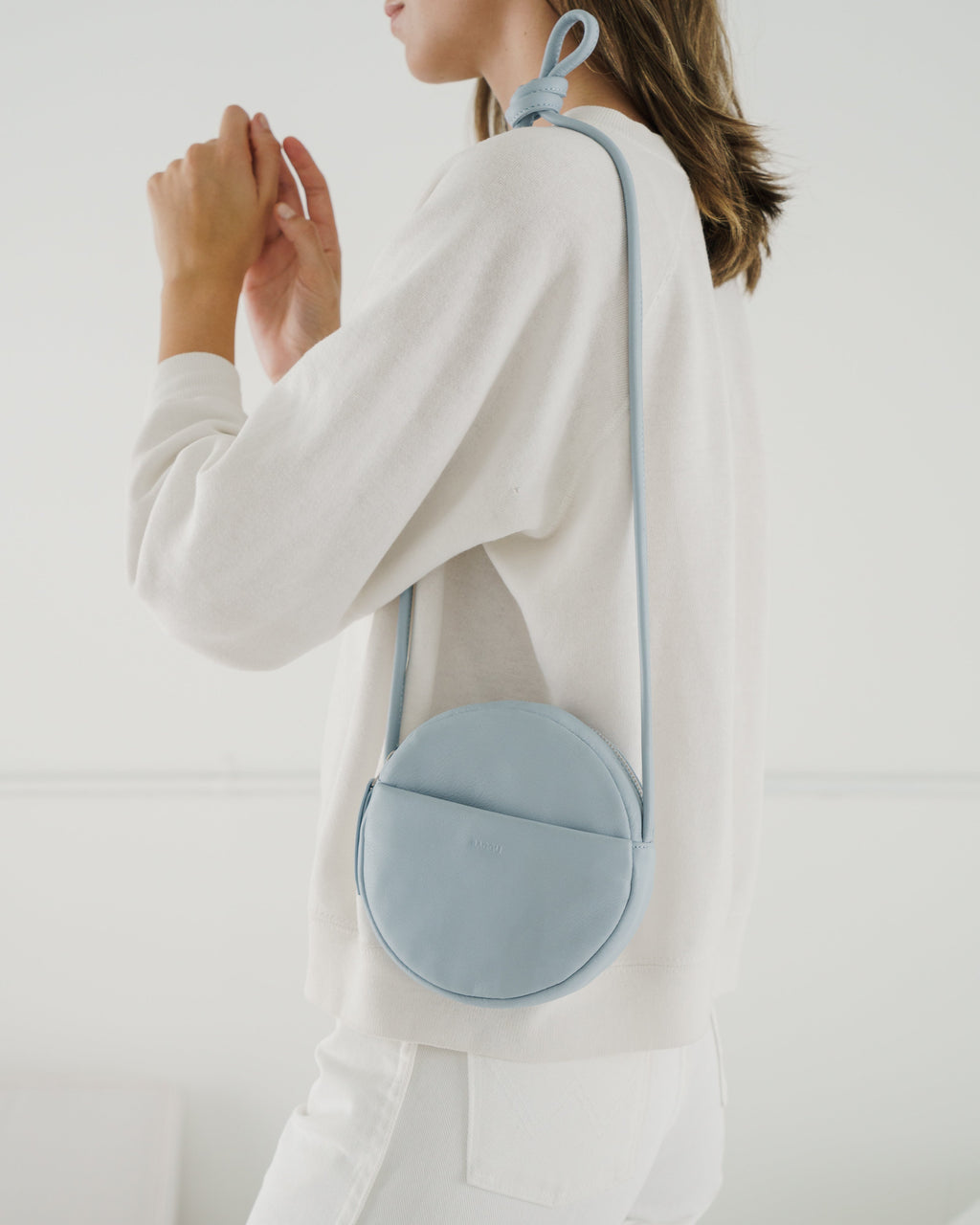 Soft Mini Circle Purse - Soft Blue