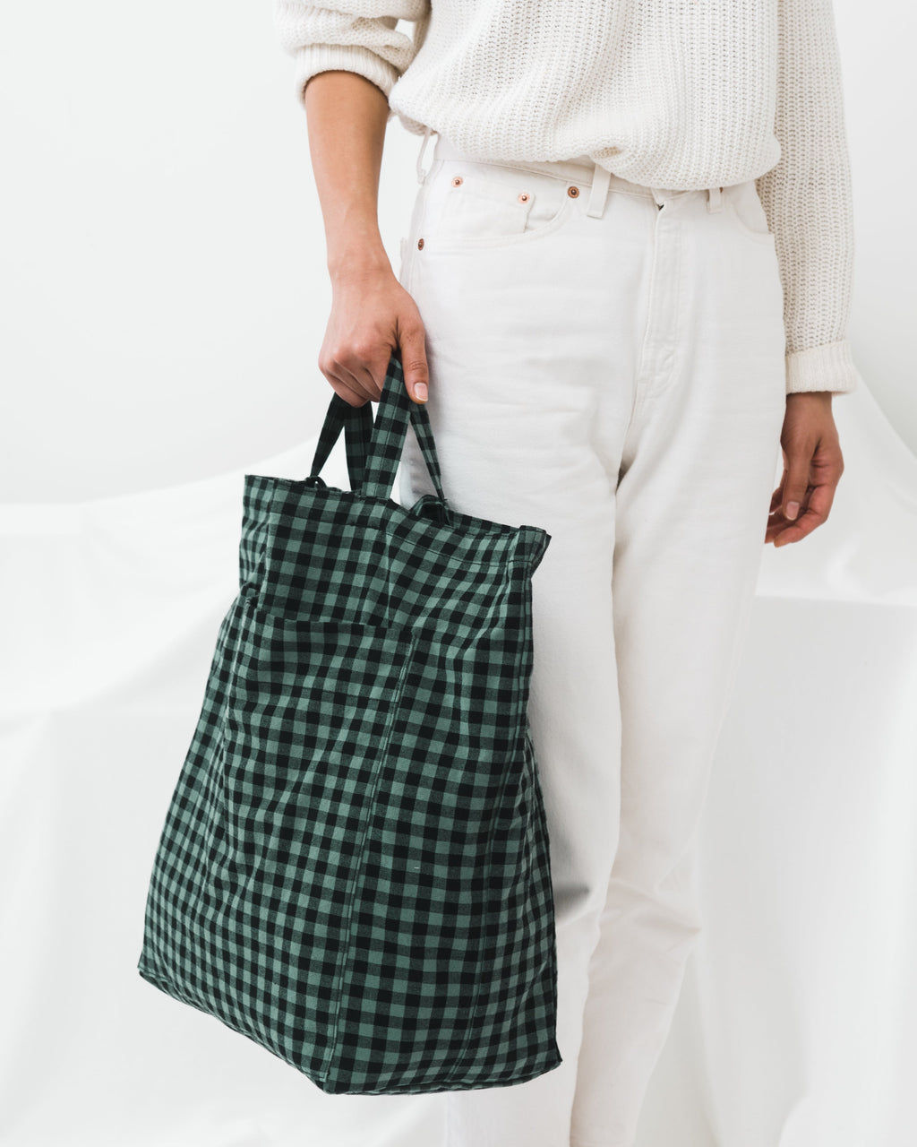 Giant Pocket Tote - Green Gingham