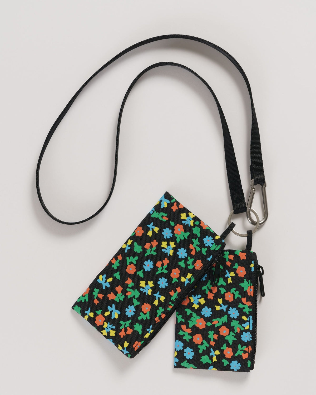 Lanyard Pouch Set - Black Calico Floral