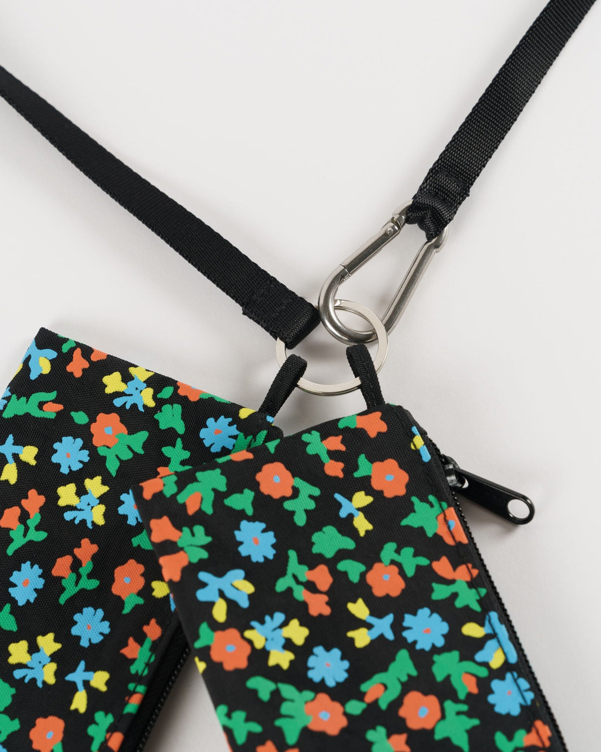 Lanyard Pouch Set - Black Calico Floral