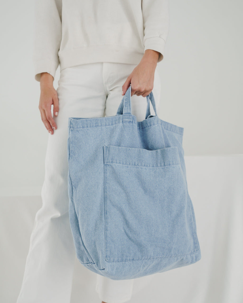 Giant Pocket Tote - Light Denim
