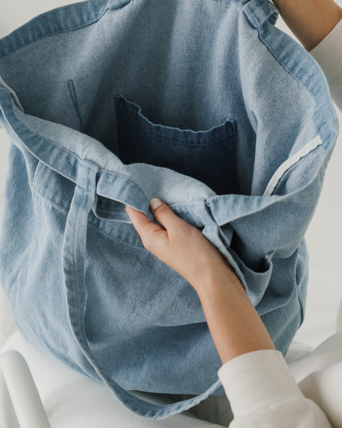 Giant Pocket Tote - Light Denim