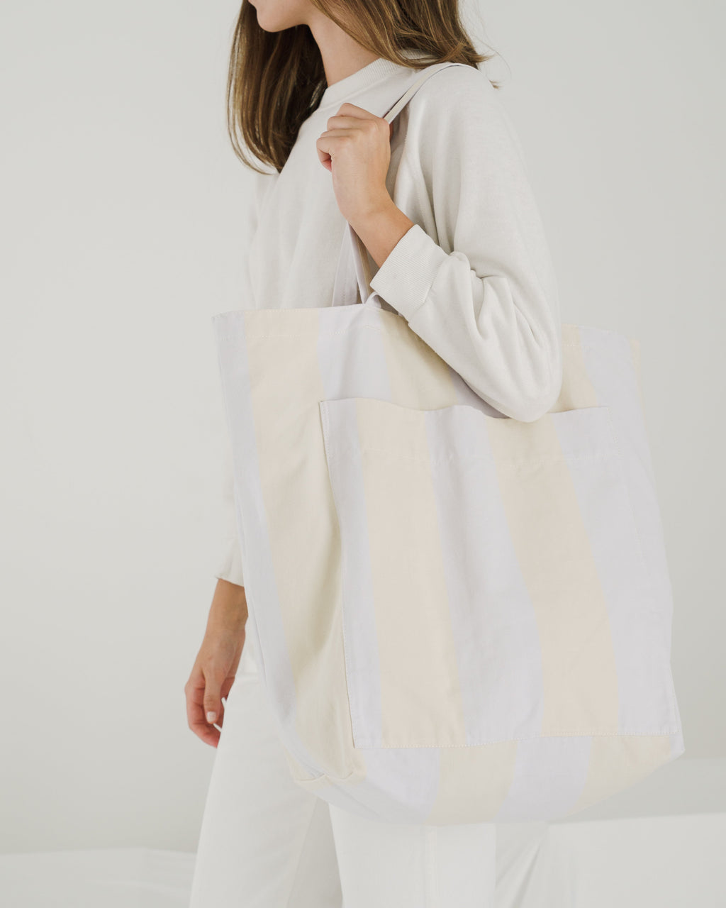 Giant Pocket Tote - Buttermilk Stripe
