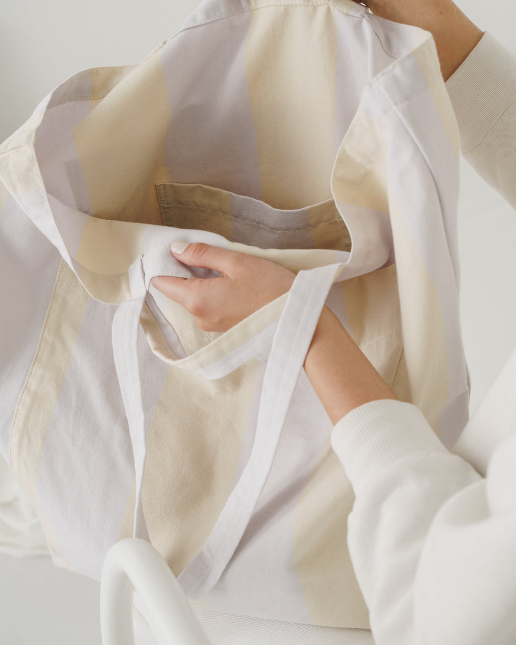 Giant Pocket Tote - Buttermilk Stripe