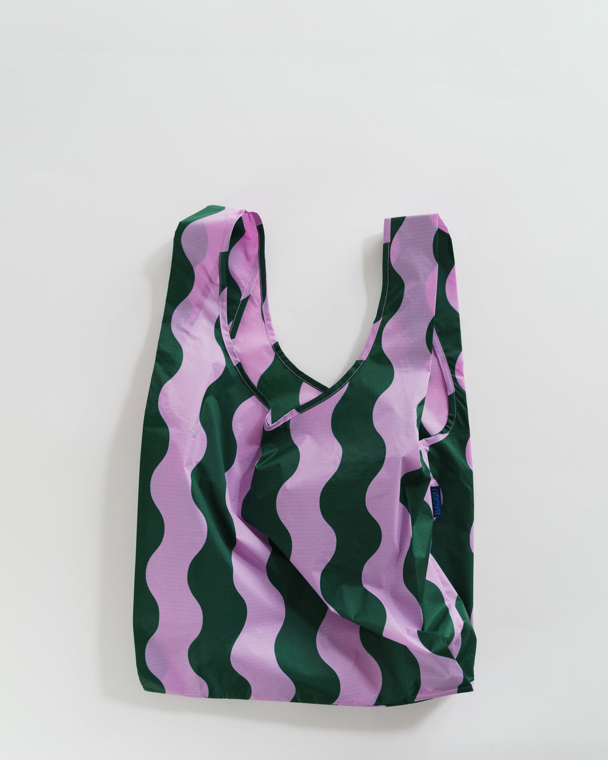 Standard Baggu - Pink and Green Wavy Stripe