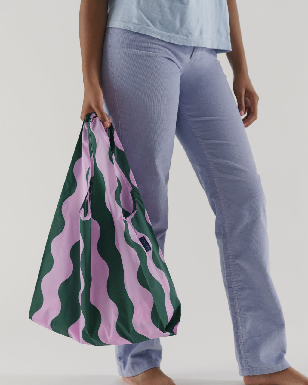 Standard Baggu - Pink and Green Wavy Stripe