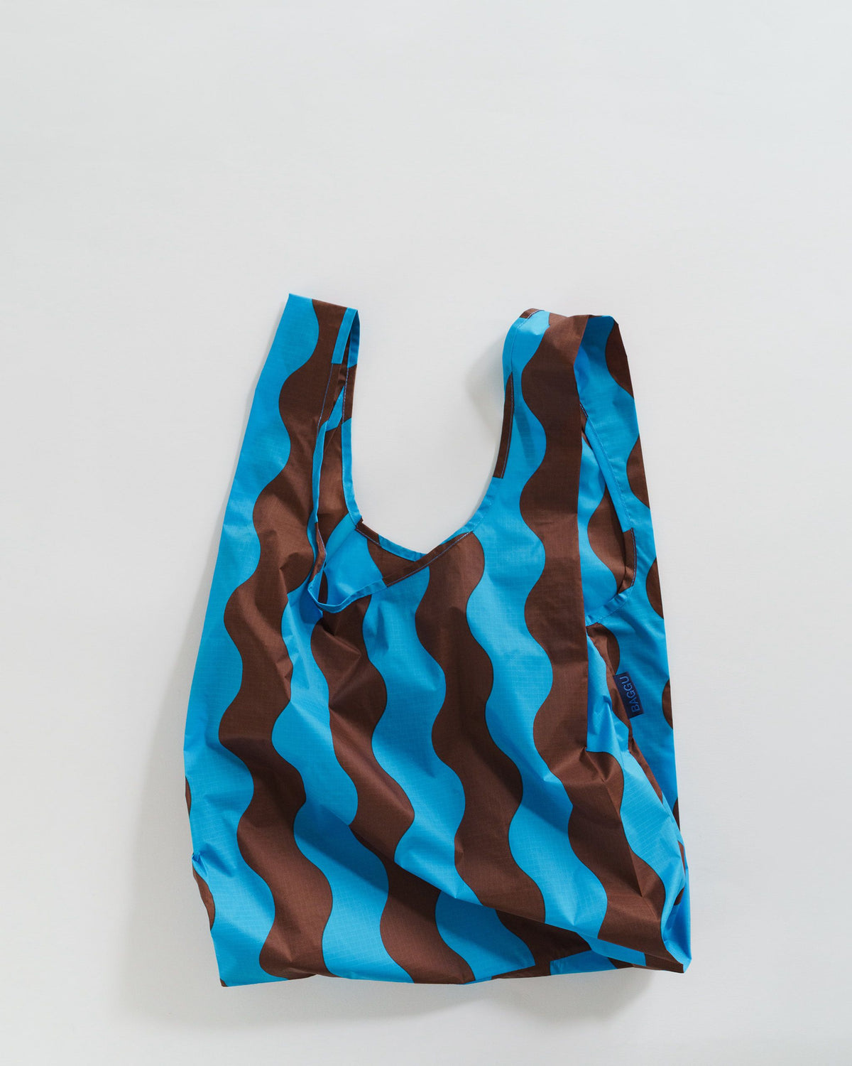 Standard Baggu - Teal & Brown Wavy Stripe