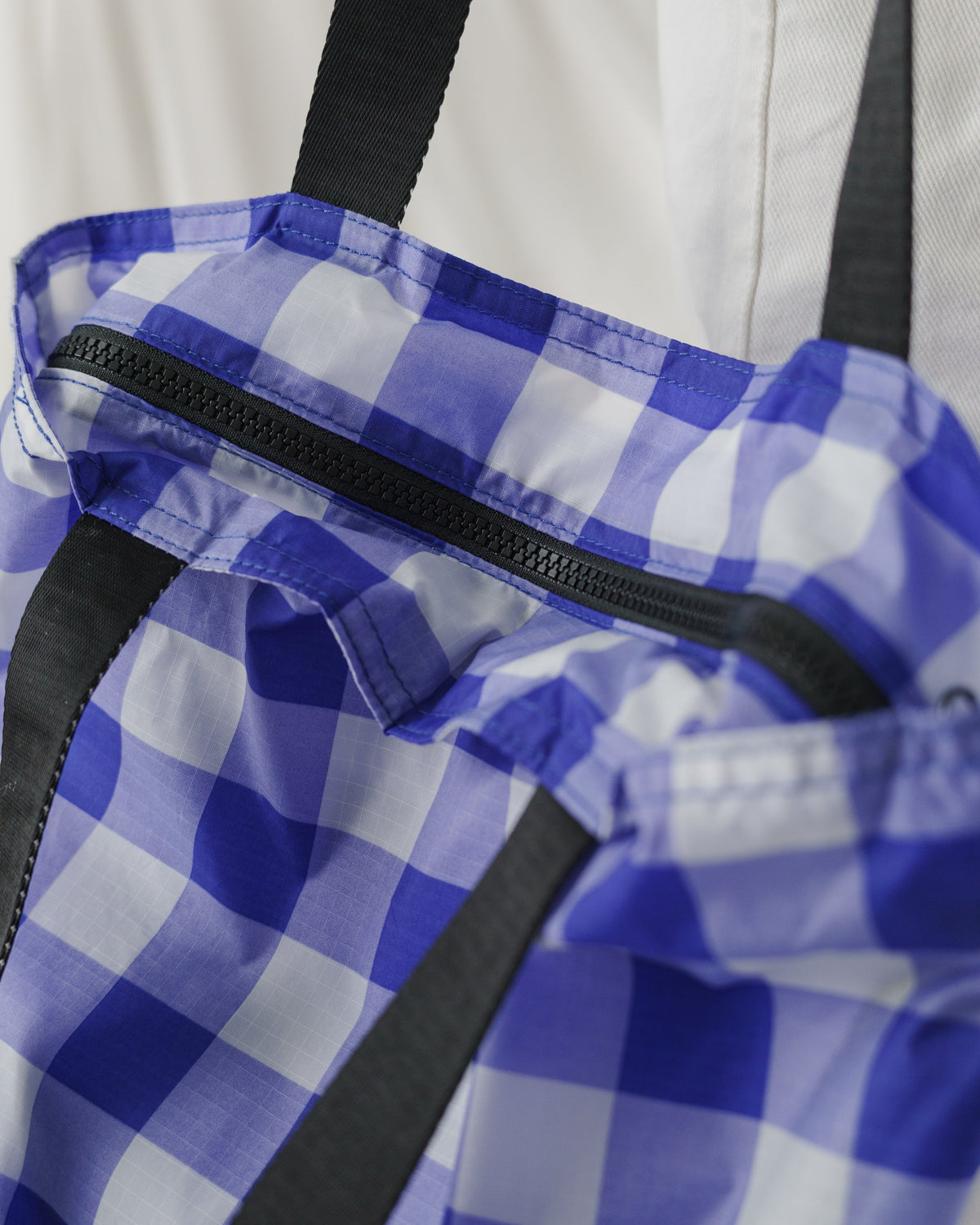 Ripstop Tote - Big Check Blue