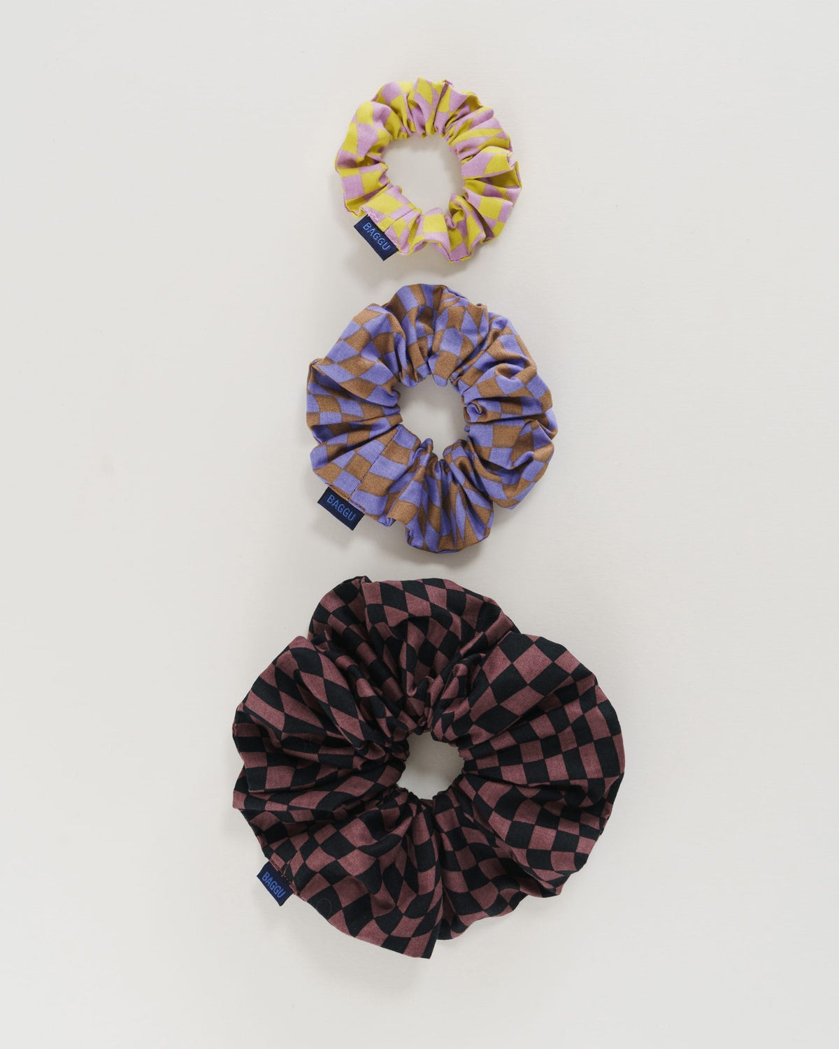 Scrunchie Set of 3 - Trippy Checkers