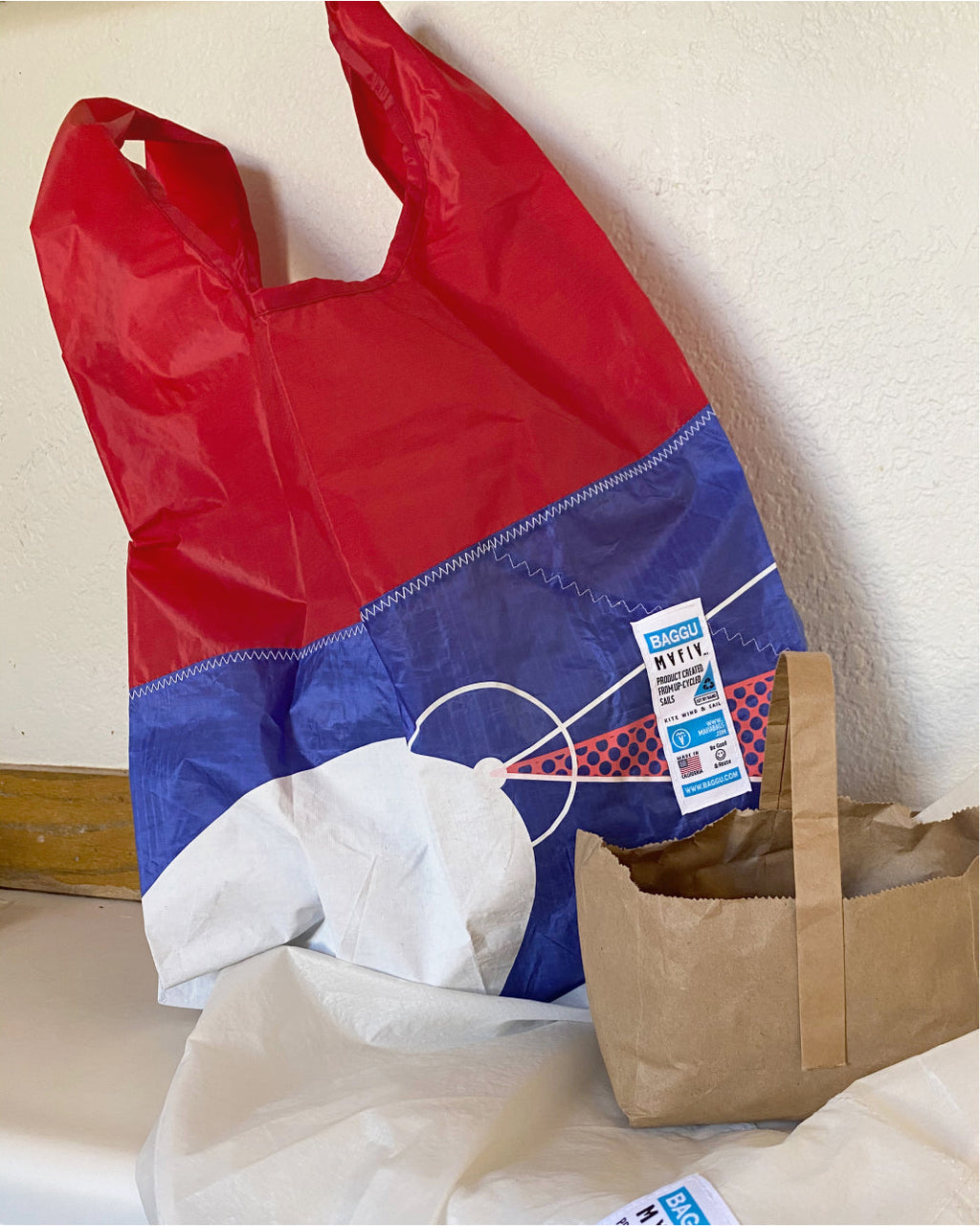 Upcycled Baggu - Red Sail