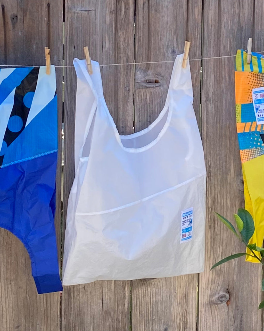 Upcycled Baggu - White Sail